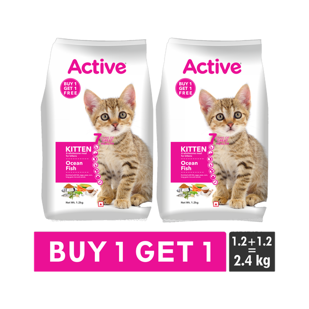 Active (2x1.2kg), Ocean Fish 2.4 kg (2x1.2 kg) Dry Young Cat Food