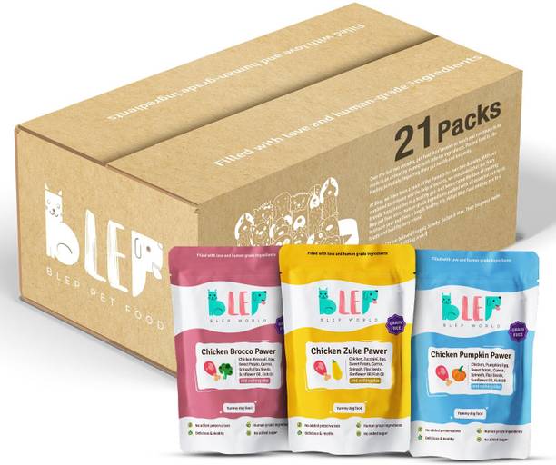 BLEP Fresh Food Combo Contains Chicken Brocco, Zuke and Pumpkin Pawer (200 gmX21) Chicken 4.2 kg (21x0.2 kg) Wet Adult, Senior, Young Dog Food