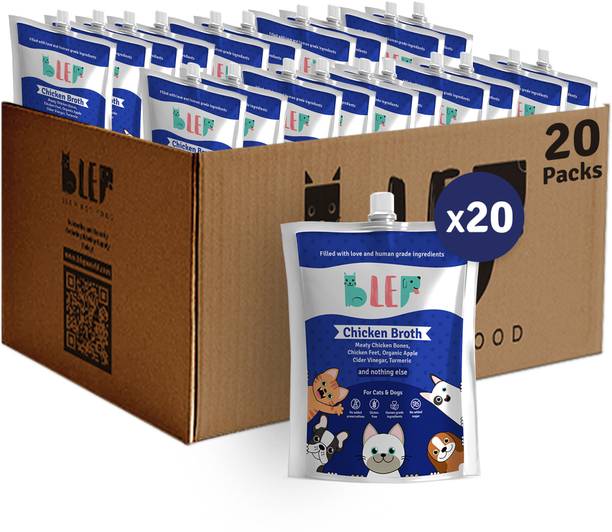 BLEP Human Grade Chicken Broth for Cats & Dogs (100gm *20 ) Full Meal & Topper Chicken 2 kg (20x0.1 kg) Wet Adult, Senior, Young Dog & Cat Food