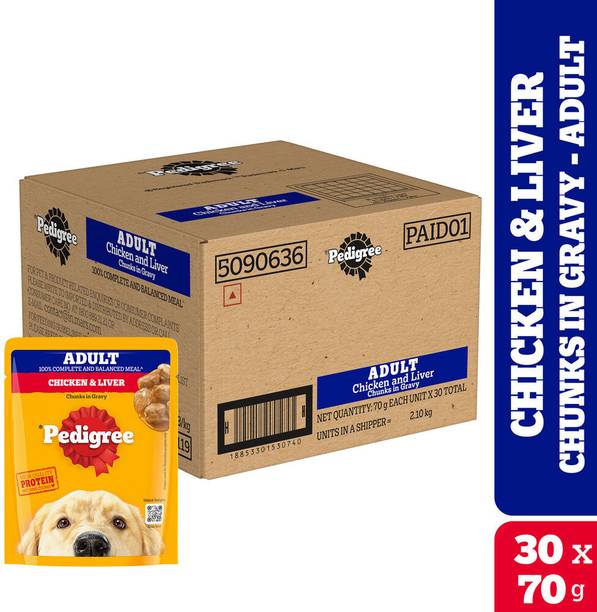 PEDIGREE Gravy Chicken, Liver 2.1 kg (30x0.07 kg) Wet Adult Dog Food