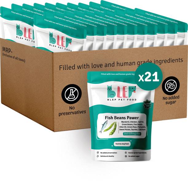 BLEP Human Grade Fish Beans 100% Natural Dog Food (200gm x 21) Full Meal & Topper Fish 4.2 kg (21x0.2 kg) Wet Adult, Senior, Young Dog & Puppy Food