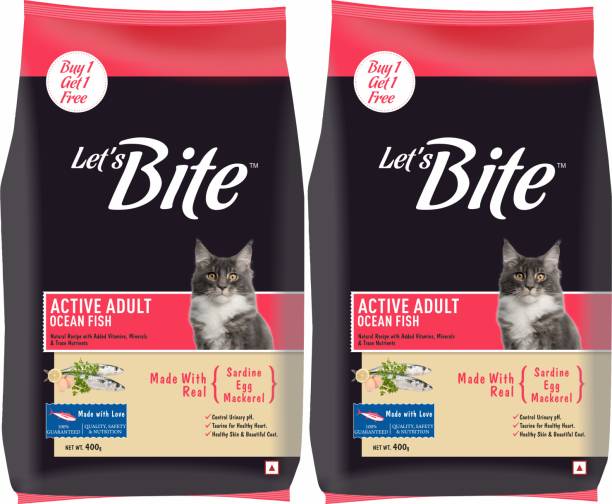 Let's bite (Buy 1 Get 1 Free) Active Ocean Fish 800 g (2x400 g) Dry Adult Cat Food