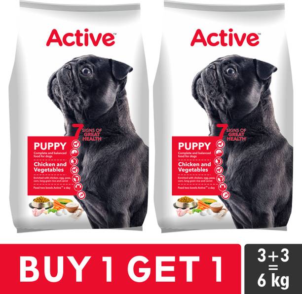 Active Buy 1 Get 1 (2x3 kg) Chicken & Vegetable 6 kg (2x3 kg) Dry Young Dog Food