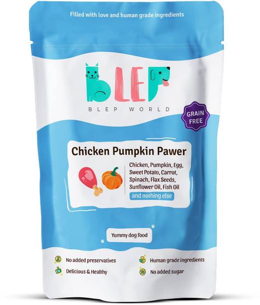 BLEP Human Grade Chicken Pumpkin Pawer Fresh Food (100 gm) | Full Meal & Topper Chicken 0.1 kg Wet Adult, Senior, Young Dog Food