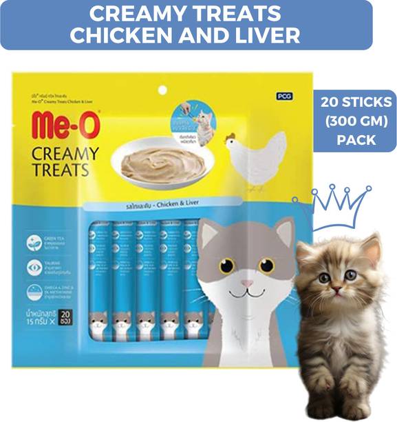 Me-O MeO Creamy Treats, Chicken & Liver Flavour, 20 Pcs Pack (300 gm) Chicken 0.3 kg Wet Adult Cat Food