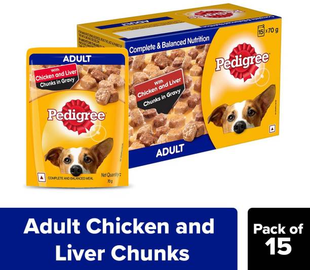 PEDIGREE Gravy Chicken, Liver 1.05 kg (15x0.07 kg) Wet Adult Dog Food