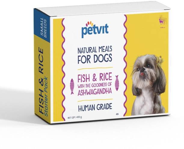 Petvit Petvit Natural Meal for Dogs Fish Rice and Ashwagandha (Pack of 8, 100g each) Fish 0.81 kg (8x0.1 kg) Dry Adult, Young Dog Food