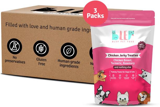 BLEP Human Grade Chicken Jerky Treat for Cats & Dogs (70gm x 2) Full Meal & Topper Chicken 0.21 kg (3x0.07 kg) Wet Adult, Senior, Young Dog & Puppy Food