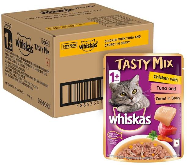 Whiskas Tasty Mix Chicken, Tuna 1.96 kg (28x0.07 kg) Wet Adult Cat Food