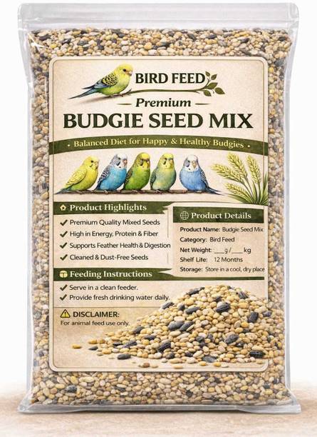 Bird feed Premium Budgie Seed Mix – Balanced Daily Nutrition for Happy Birds Oats 0.45 kg Dry Adult, Young, Senior Bird Food
