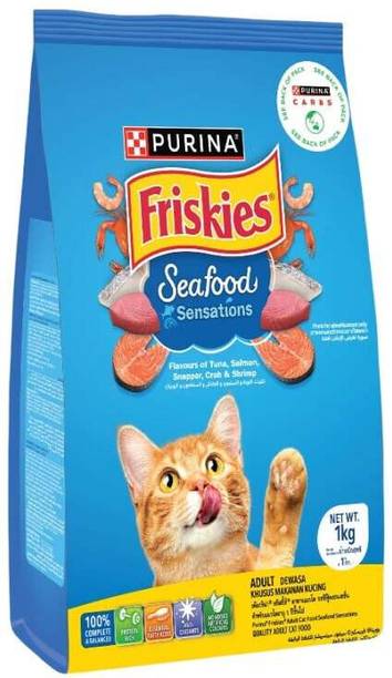 purina Friskies seafood Tuna, Crab, Salmon 1 kg Dry Adult, Senior, Young Cat Food