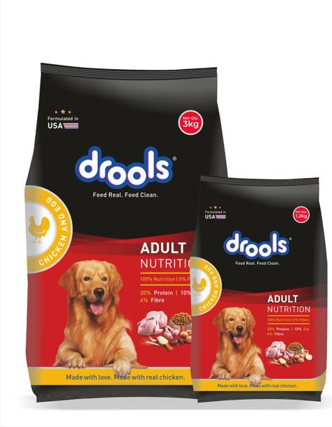 Drools (3+ 1.2 kg) Egg & Real Chicken 4.2 kg (2x2.1 kg) Dry Adult Dog Food