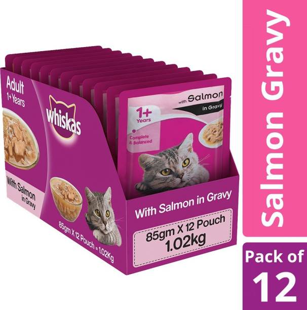 Whiskas Adult (+1 year) Salmon 1.02 kg (12x0.09 kg) Wet Adult Cat Food