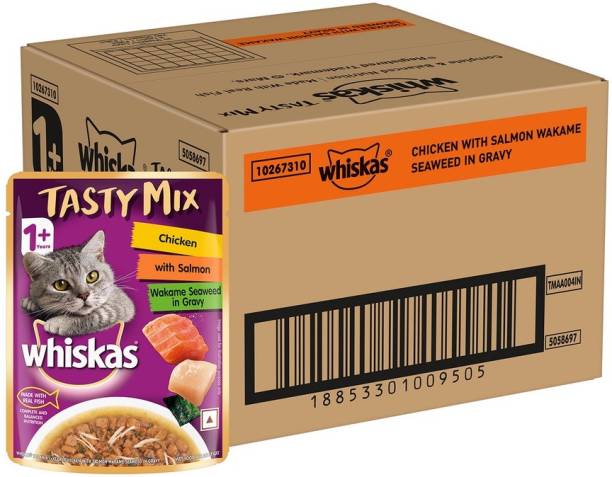 Whiskas Tasty Mix Chicken, Salmon 1.96 kg (28x0.07 kg) Wet Adult Cat Food