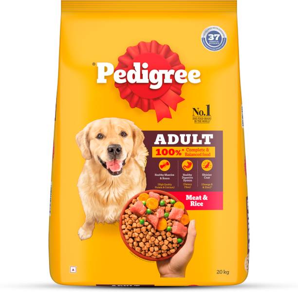 PEDIGREE 100% Nutrition Meat, Rice 20 kg Dry Adult Dog Food