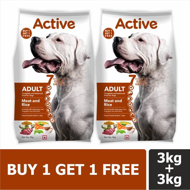 Active Buy 1 Get 1 Meat And Rice Adult Dog Food Rice 6 kg (2x3 kg) Dry Adult Dog