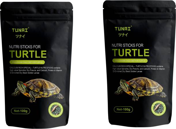 TUNAI 3in1 Formula Multi Nutritious Turtle Food Sticks Daily Feed Shrimp 0.2 kg (2x0.1 kg) Dry Adult, New Born, Senior, Young Turtle Food