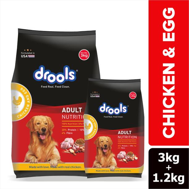 Drools (3+ 1.2 kg) Egg & Real Chicken 4.2 kg (2x2.1 kg) Dry Adult Dog Food