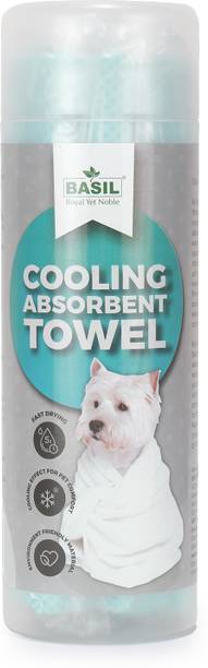 BASIL Microfiber Absorbent and Cooling Towel Blue Grooming Gloves for Dog, Cat