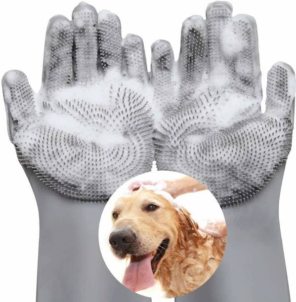 NDKART Magic Silicone Dish Washing Gloves, Silicon Cleaning Gloves, Silicon Hand Gloves Grooming Gloves for Dog, Cat