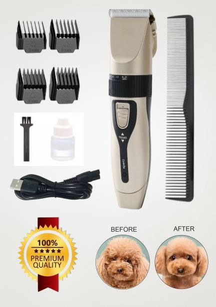 EVETIS Dog Shaver-Pet Clippers Low Noise Cordless with 4 Comb Guides Scissors Nail Black, Beige Pet Hair Trimmer