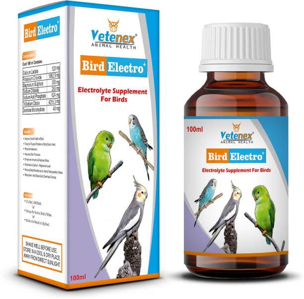 VETENEX Bird Electro Plus - Birds Electrolyte For Dehydration, Loose Motion - 100 ML Pet Health Supplements