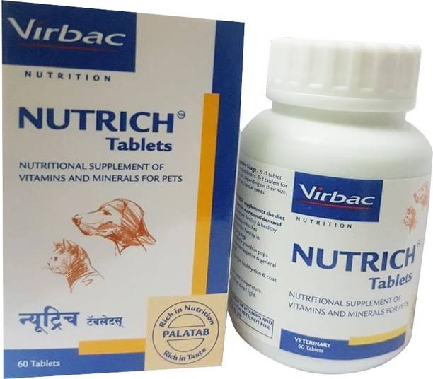 Virbac Nutrition Nutrich Tablets Supplement of vitamins And Minerals For Dog And Cat Pet Health Supplements