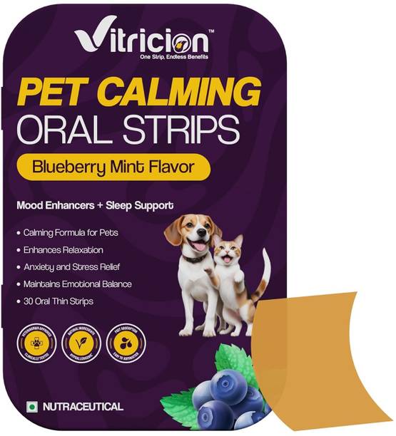 Vitricion Calming Strips for Pets | L-Theanine, Tryptophan, & Melatonin | Stress Relief Pet Health Supplements