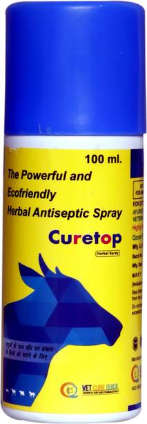 vet cure quick Curetop Herbal Antiseptic Spray for Cattle, Buffalo, Goat, Dog & Pets – 100 ml Pet Health Supplements