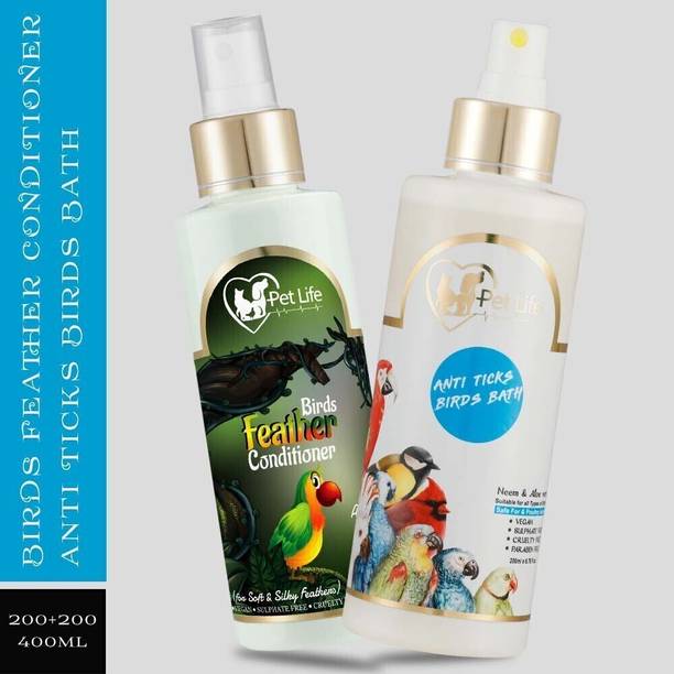 Pet Life Anti Ticks Birds Bath Shampoo with Birds Feather Conditioner Spray (2*200 Ml) Pet Health Supplements