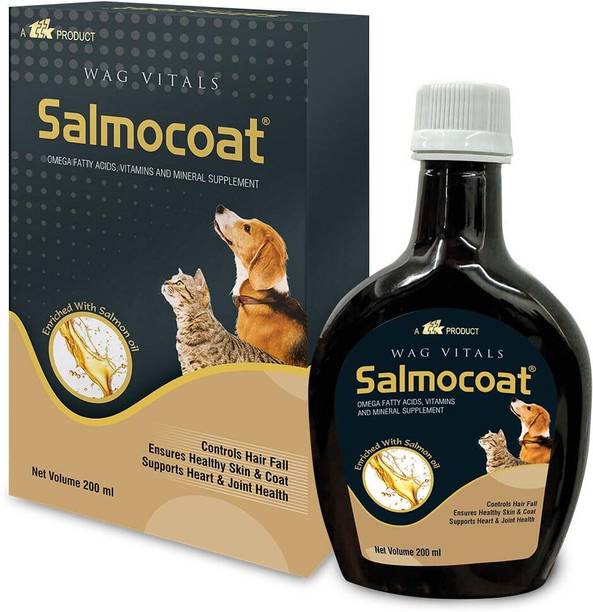 Salmocoat Salmon Oil Supplement for Dogs & Cats | Omega 3 & 6 with Vitamins A & E, Zinc Pet Health Supplements