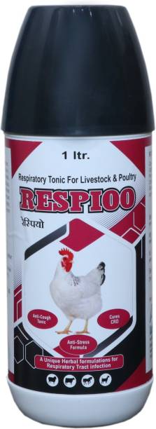 Aurous RESPIOO-1 LITRE, Poultry Respiratory medicine supplement Liq. for Cough, Cold.. Pet Health Supplements