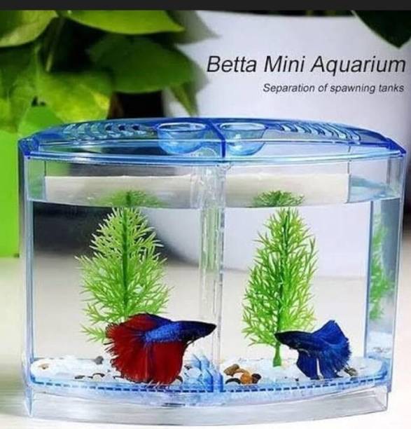 Animaux Double House Betta Tank Small Fish Tank for Fighter Fish Rectangle Aquarium Tank