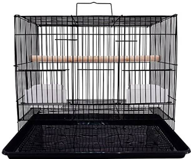 Animaux 18 Inch (1.5 Feet ) Black Birds/Rabbit/hamster Cage with Feeding Cups & Perches Hard Crate Pet Crate