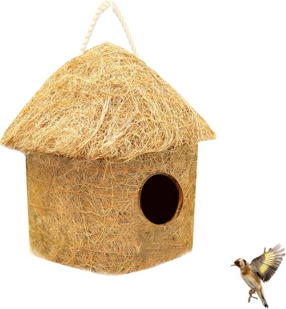 LIVEONCE NATURAL CLASSIC BIRD HOUSE WITH HANGING HOOKS U CAN PLACE ANYWHERE PACK OF 1 Bird House