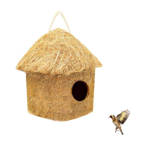 LIVEONCE NATURAL CLASSIC BIRD HOUSE WITH HANGING HOOKS U CAN PLACE ANYWHERE PACK OF 1 Bird House