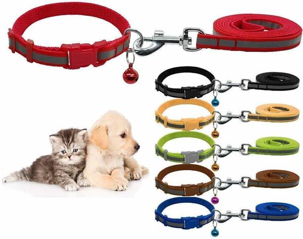 Furry Critters Reflective Leash Collar for Puppy Set with Bell for Cats and Dogs