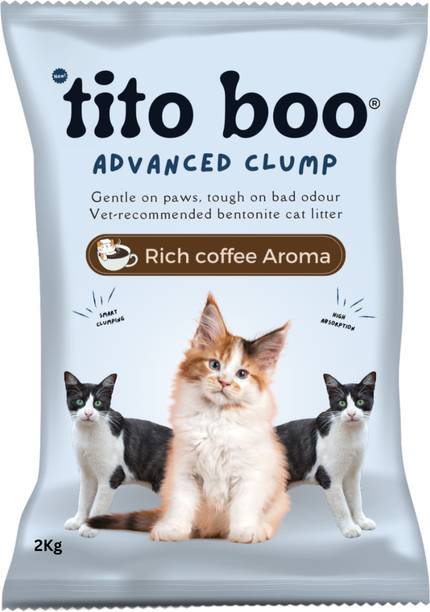 Tito Boo Advanced Clump Smart Bentonite Cat Litter-Trial Pack 2kg Coffee Scented Pet Litter Tray Refill