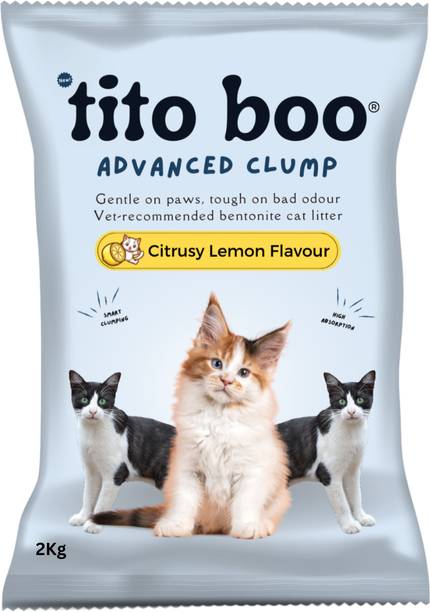 Tito Boo Advanced Clump Smart Bentonite Cat Litter-Trail Pack - 2kg Lemon Scented Pet Litter Tray Refill