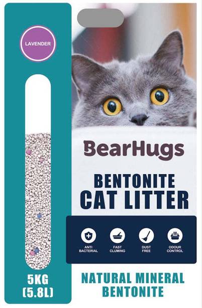 BearHugs Bentonite Cat Litter - Lavender Perfect for Cat (Pack of 1, 5.8 LTR) Pet Litter Tray Refill
