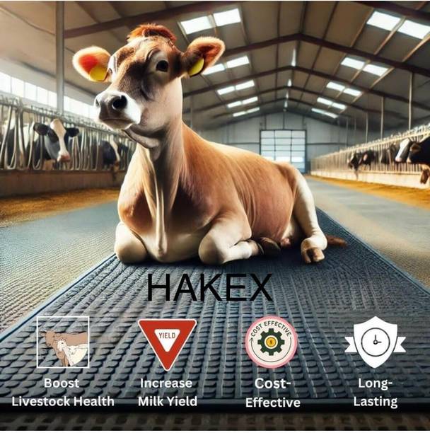 HAKEX COW MAT-Waterproof Rubber-Black10 (Mat 8*5 Feet) BPA Free For Horse- | Cow, Dog, Hamster, Guinea Pig, Miniature Pig Pet Mat