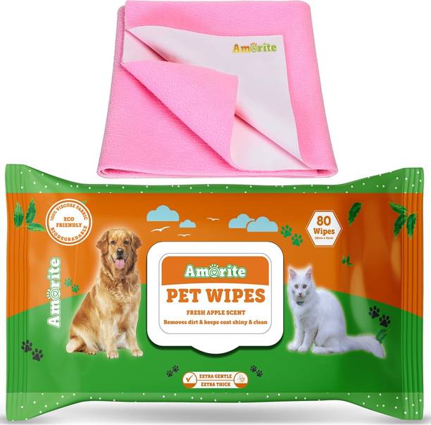 Amorite Reusable Washable Pee Pads-Puppies Washable Dog/Cat Diapers Pink With Pet Wipes Dog, Cat, Guinea Pig, Hamster, Miniature Pig, Rabbit, Tortoise Pet Mat