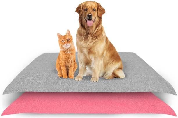 Amorite Reusable Washable Pee Pads-Puppies Washable Dog/Cat Diapers Pack of 2 Grey + Salmon Rose Dog, Cat, Guinea Pig, Hamster, Miniature Pig, Rabbit, Tortoise Pet Mat