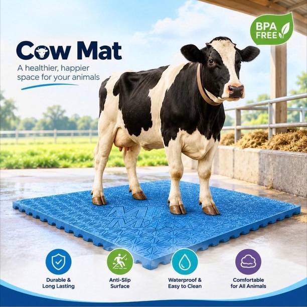 HAKEX PREMIUM Waterproof Blue Cow mat For All Animals With Raised Edges Cow Cow Pet Mat
