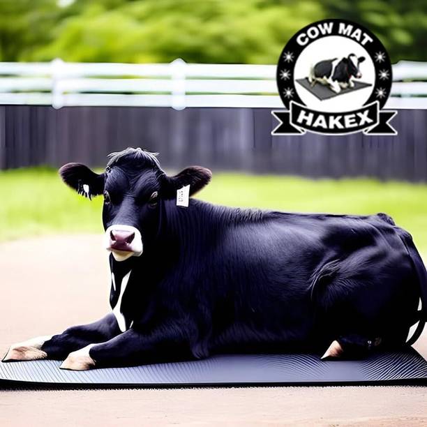 HAKEX Black Cow Mat For all animals, BPA Free, Easy Clean And Waterproof Size 8*5 | Cow, Hamster Pet Mat