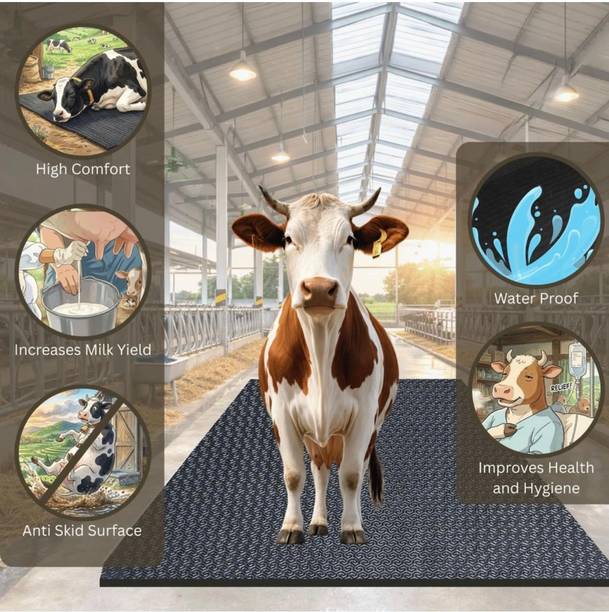Dogifys NEW Cow Mat for Dairy, Buffalo, Horse - Non-Slip Waterproof 8x5 Ft, Black, Cow Pet Mat
