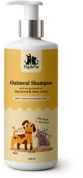 Pup & Pur Oatmeal Shampoo for Dogs and Cats | Glycerin & Aloe Vera for Dry, Itchy skin | Anti-itching, Itch Relief Gentle Coconut Fragrance Dog, Cat Shampoo