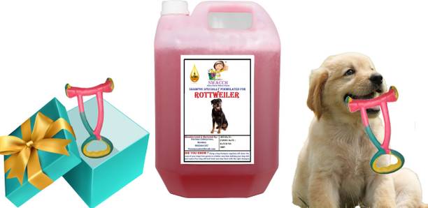 swacch Rottweiler Dog Shampoo + Tug Toy I Teeth Cleaning and Chewing I Durable , Conditioning Jasmine Dog Shampoo