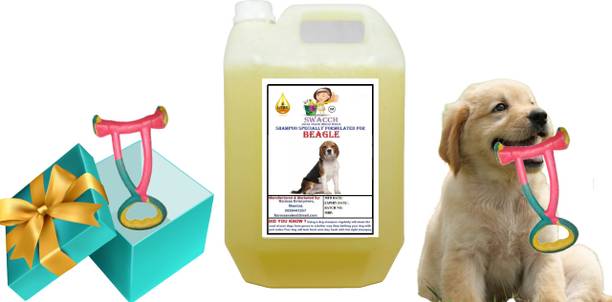 swacch Beagle Dog Shampoo + Tug Toy I Teeth Cleaning and Chewing I Durable , Conditioning Lemon Dog Shampoo