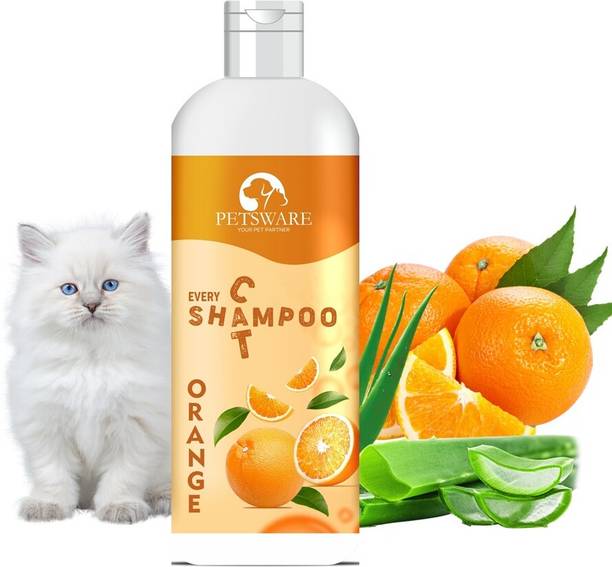 PETSWARE 5 in 1 Orange Cat Shampoo with Conditioner for Persian Cat & All Cat Types Anti-fungal, Anti-parasitic, Flea and Tick, Conditioning, Whitening and Color Enhancing Orange, Dettol Cat Shampoo